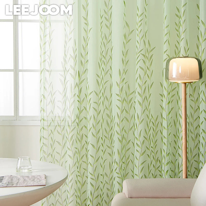 Axyaa Willow Leaf Tulle Curtain for Stylish Home Decor