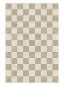 Axyaa Plaid Square Geometric Large Area Carpet - Cream Checkerboard Minimalist Rug
