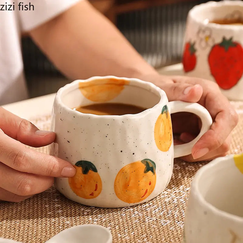 Axya Glazed Strawberry Doodle Kids Ceramic Coffee Cup