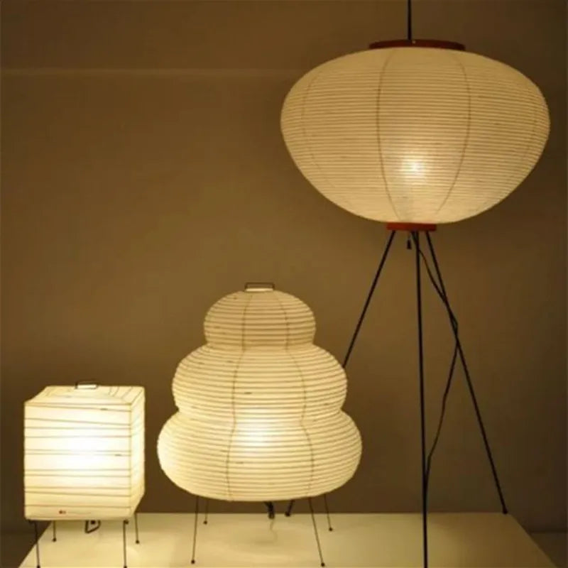 Axyaa Japanese Rice Paper Floor Lamp by Noguchi - Modern Wabi Sabi Corner Lantern