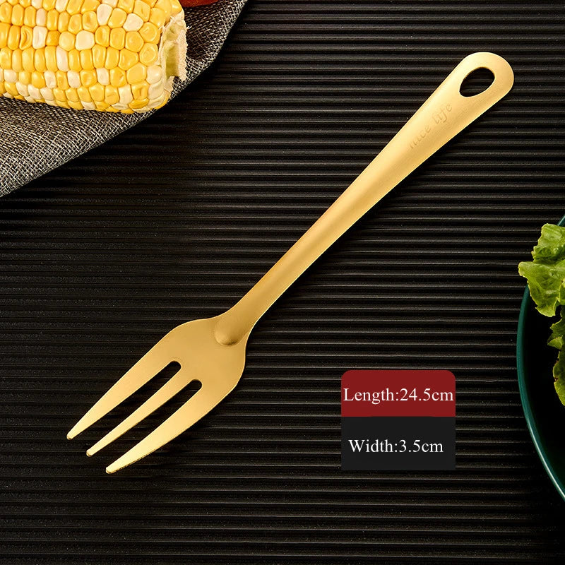 Axyaa Stainless Steel Kitchen Utensil Set - Hanging Dinner Colander Frying Spatula