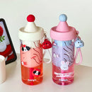 Axyaa Cartoon Straw Water Bottle, Tea Water Separation, 650ML, Cute Design, Juice Cup