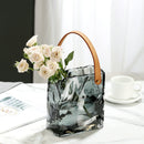 Axyaa Transparent Glass Vase with Irregular Texture for Terrarium Home Decoration