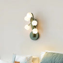 Axyaa Green Metal Wall Light with Adjustable Switch and Acrylic Orchid Lampshade