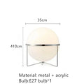 Axyaa Modern LED Floor Lamp Chrome Metal Desk Lamp White Acrylic Ball Lights