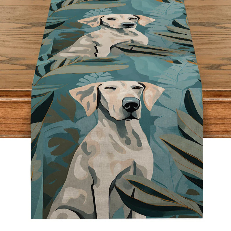 Tropical Plant Dog Table Runner by Axyaa: Dining Table Decor for Kitchen Parties