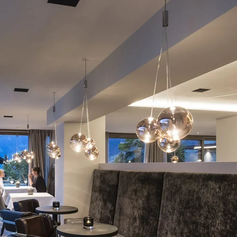 Axyaa Nordic LED Glass Chandelier for Living Dining Room, Restaurant - Pendant Lamp