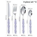 Axyaa 24-Piece Pearl Handle Luxury Cutlery Set - Stainless Steel Knife Fork Spoon Shell Spoon Kit