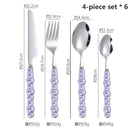Axyaa 24-Piece Pearl Handle Luxury Cutlery Set - Stainless Steel Knife Fork Spoon Shell Spoon Kit
