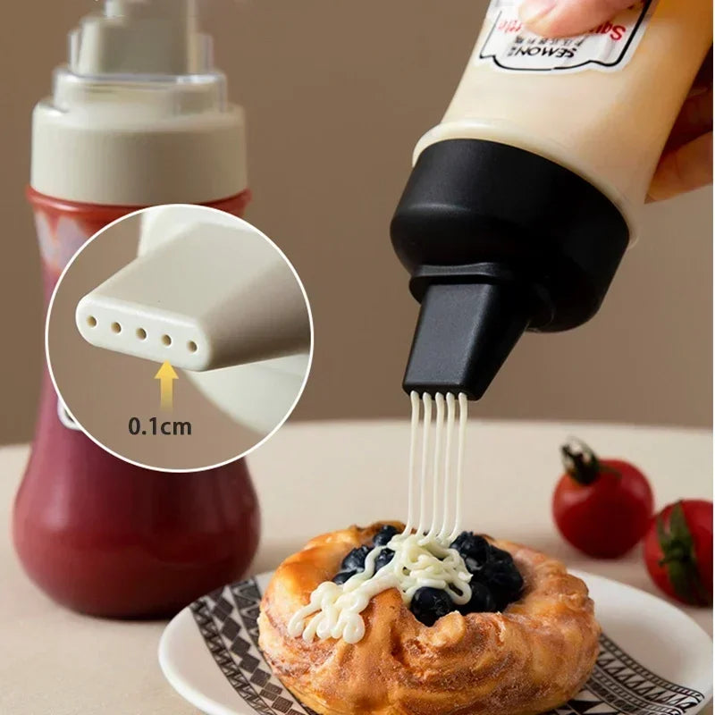 Axya 5 Hole Squeeze Condiment Bottles for Ketchup Mustard Sauces & Oils