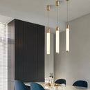 Axyaa Gold Cylindrical LED Chandelier for Kitchen Island & Restaurant