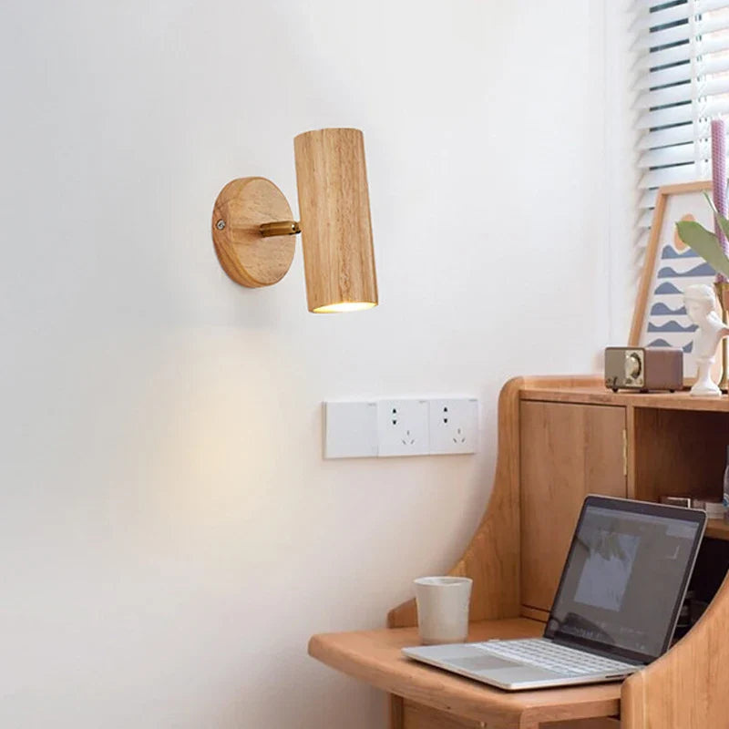 Axyaa Nordic LED Wall Lamp: Walnut Multihead Rotatable Light Fixture