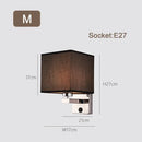 Axyaa Wood Iron LED Wall Lamp with Linen Lampshade for Bedroom and Aisle Lighting