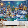 Axyaa Christmas Tapestry: Festive Holiday Scene Hanging Cloth for Home Decor