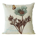 Axyaa Retro Flowers Butterfly Linen Pillow Cover for Living Room Sofa - 45x45cm