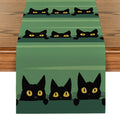 Black Cat Silhouette Table Runner by Axyaa: Halloween Party Decor & Dresser Table Accent