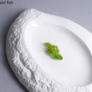 Axyaa Irregular Shape Ceramic Plate for Pasta, Steak, Sushi, Desserts, and Snacks