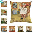 Axyaa Chef Portrait Oil Painting Cotton Linen Throw Pillow Cover 45X45CM