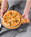 Axya Round Bamboo Pizza Board with Stone Baking Tray & Cutting Platter