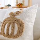 Axyaa Pumpkin Chenille Pillow Cover - Cozy Fall Harvest Decor, Beige/Coffee/Orange Texture