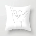 Minimalist White Pillow Cover - Axyaa Portrait Sketch Nordic Cushion