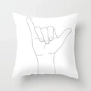 Minimalist White Pillow Cover - Axyaa Portrait Sketch Nordic Cushion