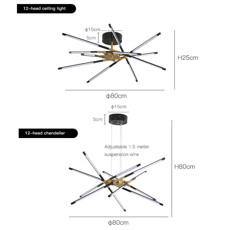 Axyaa Stick Shape Chandelier for Living Room LED Lighting Fixtures