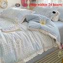 Axyaa French Lace Double Four-Piece Bedding Set with Wrinkled Yarn - 3-Piece Optional