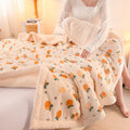 Axyaa Bear Printed Coral Fleece Winter Blanket - Double-layer Milk Velvet