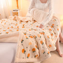 Axyaa Bear Printed Coral Fleece Winter Blanket - Double-layer Milk Velvet