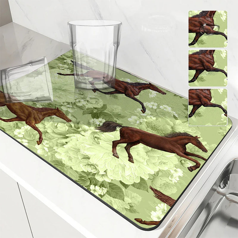 Axyaa Non-Slip Absorbent Drying Mat for Kitchen Tableware and Counter