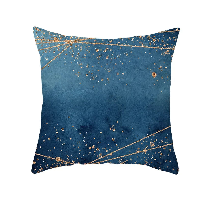 Axyaa Light Luxury Blue Abstract Print Throw Pillow Cover - Marble Stripe