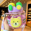 Axyaa Kawaii Bear 1L Water Bottle with Straw, Cute Design for Kids, Travel-friendly