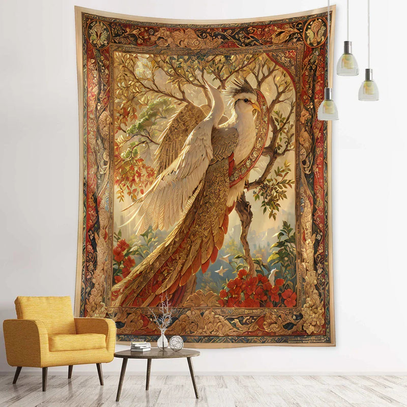 Axyaa Birds Tree of Life Tapestry Wall Hanging - Bohemian Witchcraft Hippie Home Decor