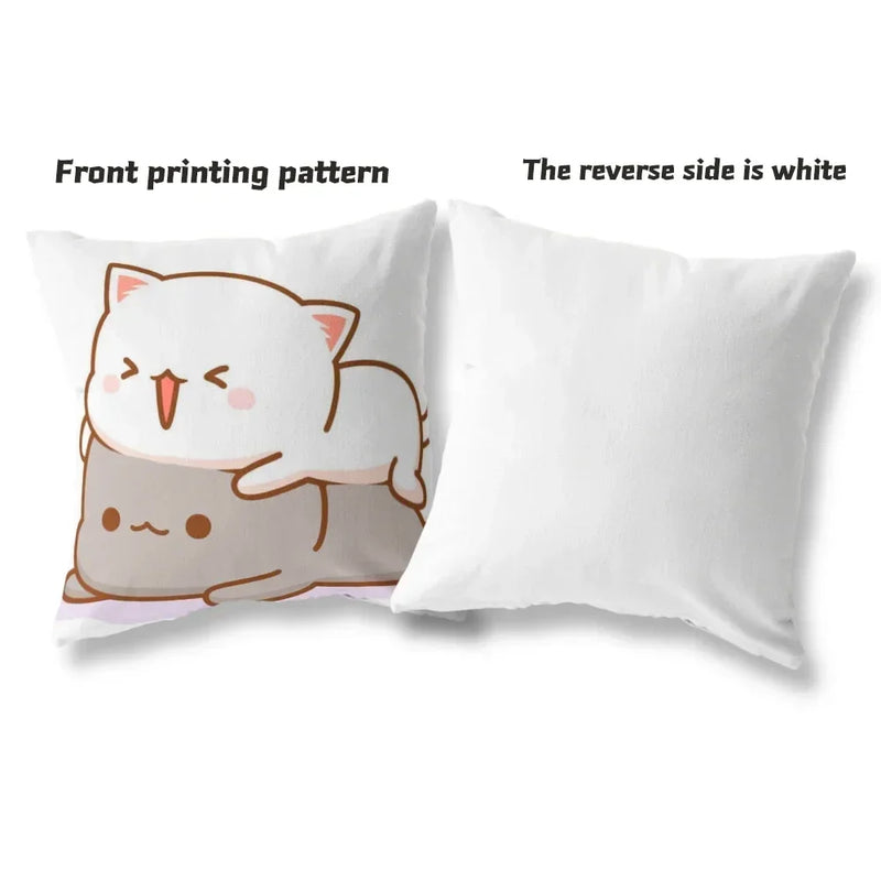 Peach Cat Pattern Decorative Pillowcase by Axyaa - Home Office Square Cover