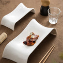 Axyaa White Ceramic Western Food Dinner Plate - Irregular Bridge Shape
