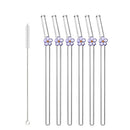 Colorful Glass Flower Straws for Tea Juice Milkshake by Axyaa-A Pack of 6