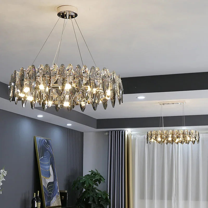 Axyaa Diamond Crystal Chandelier - Modern Luxury Lighting for Home Decor