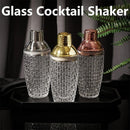 Axyaa Crystal Cocktail Shaker: 17oz Martini Shaker with Metallic Lid & Strainer