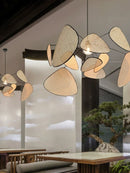Axyaa Handmade Rattan Leaf Grid Chandelier & LED Floor Lamps