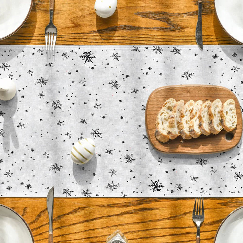 Axyaa Snowflake Christmas Tree Table Runner for Rustic Dining Decor
