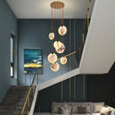 Axyaa Copper Marble Chandelier: Modern Luxury Lighting for Living Room, Bedroom, or Restaurant