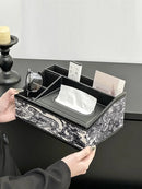 Axyaa Leather Tissue Box & Remote Control Storage: High-End Light Luxury Desktop Organizer