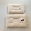Axyaa Panda Decor White Sleeping Pillow for Neck Health, 100% Cotton, Kids & Adults