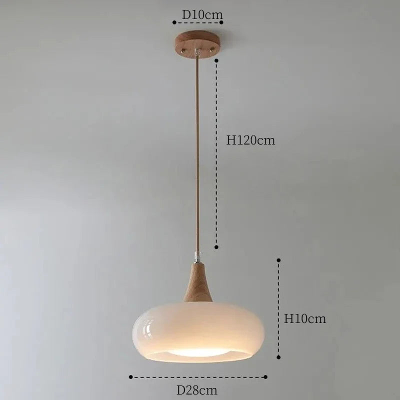 Axyaa Wooden Art Glass Chandelier LED Pendant Lights for Home Decor