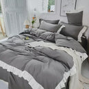 Axyaa Princess Style Bedding Set - Woman's Solid Color Ruffles Duvet Cover & Sheets