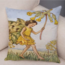 Axyaa Flower Girl Cushion Set - Fairy Tale Decor for Living Room, Bedroom Sofa
