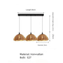 Axyaa Rattan Weave Wall Lamp for Bedroom Foyer, Black Metal, E27 Bulb