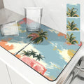 Axyaa Tropical Plants Coffee Cup Drying Mat Non-slip Absorbent Mat for Kitchen Counter