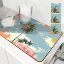 Axyaa Tropical Plants Coffee Cup Drying Mat Non-slip Absorbent Mat for Kitchen Counter